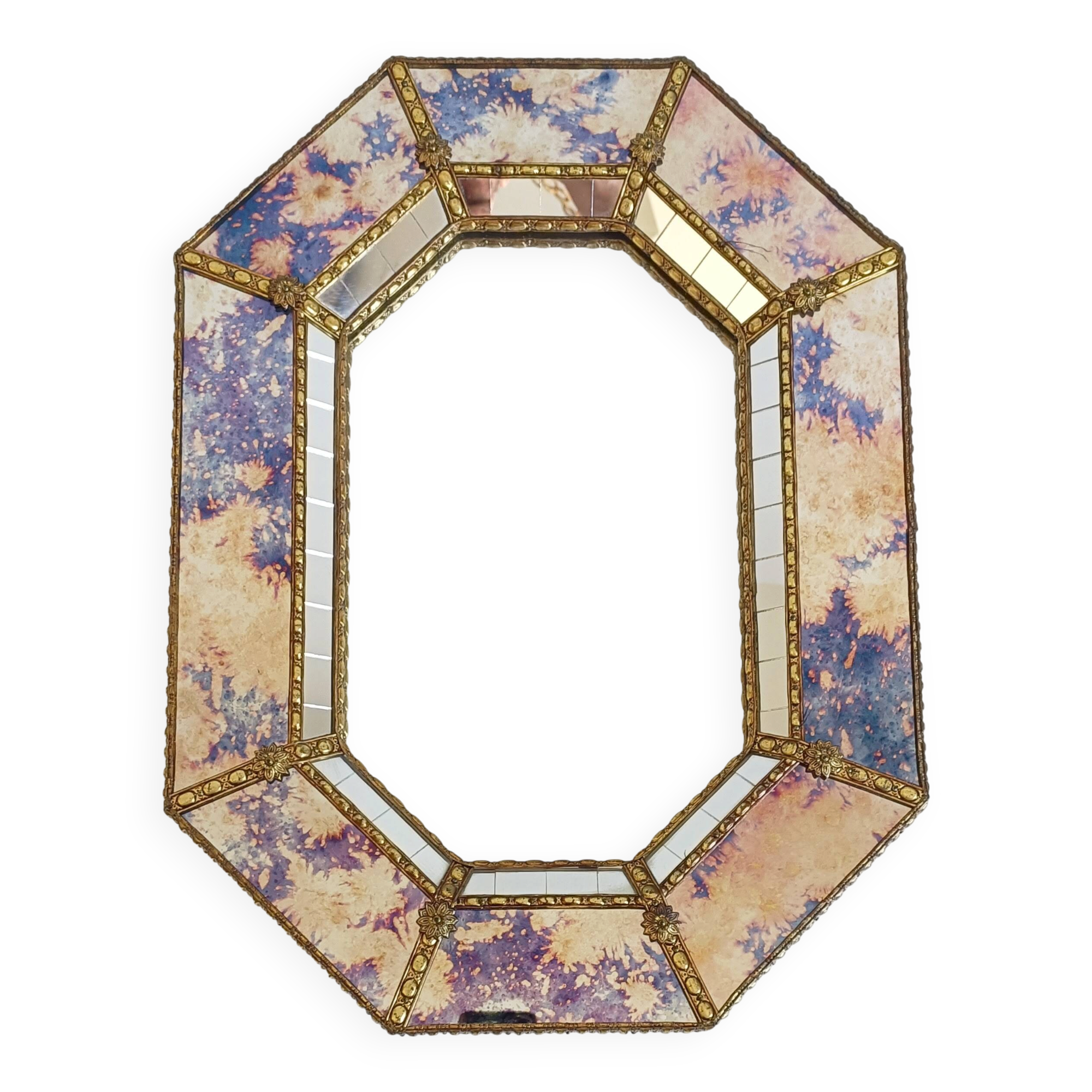 Venetian Modern Octagonal Wall Mirror, Handcrafted in Spain, Dated 1989
