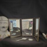Ancien miroir triptyque style barber