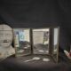 Antique barber-style triptych mirror