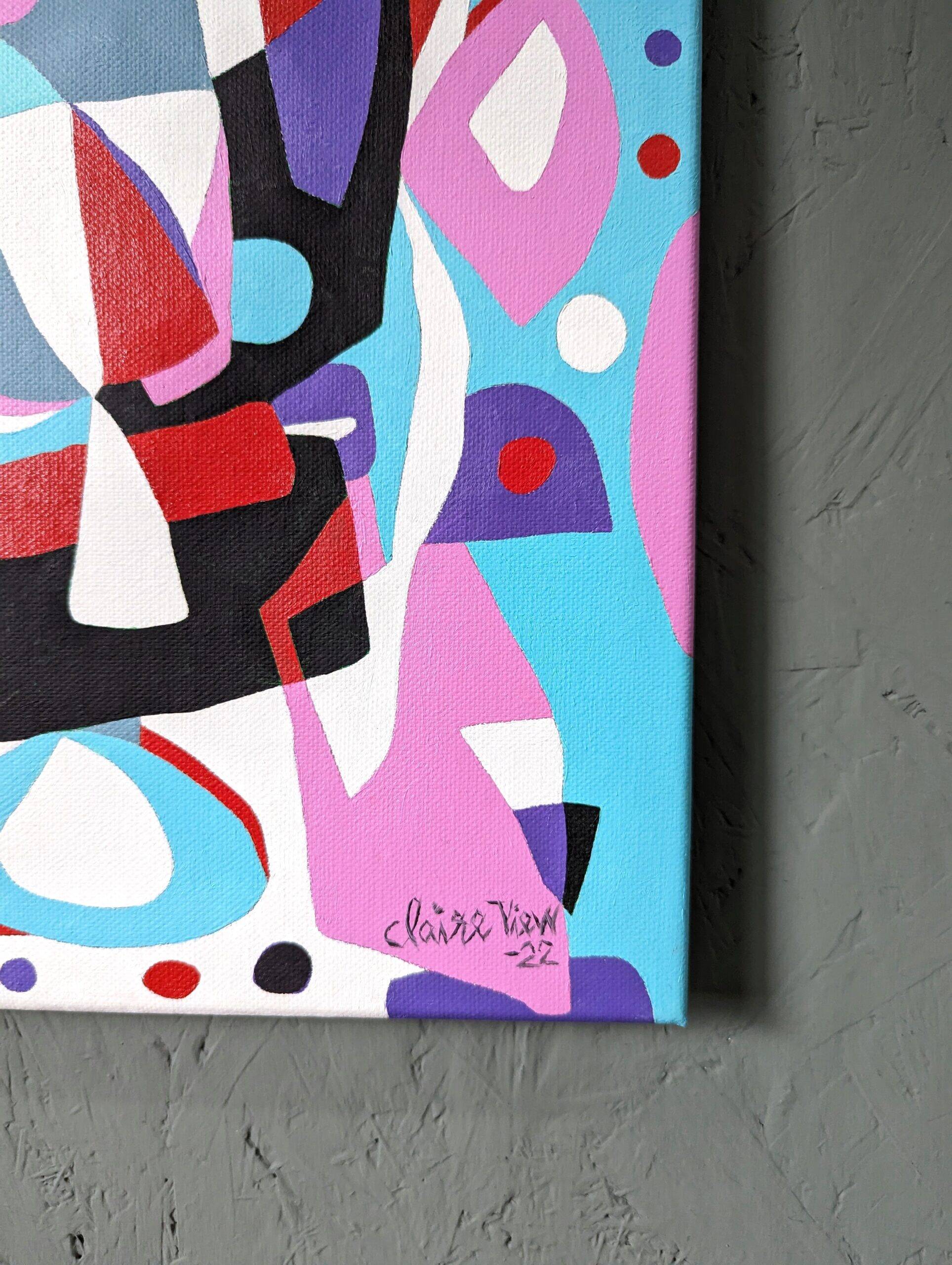 Contemporary Abstract "Morning Blues", Small Unframed Oil Painting, 2022