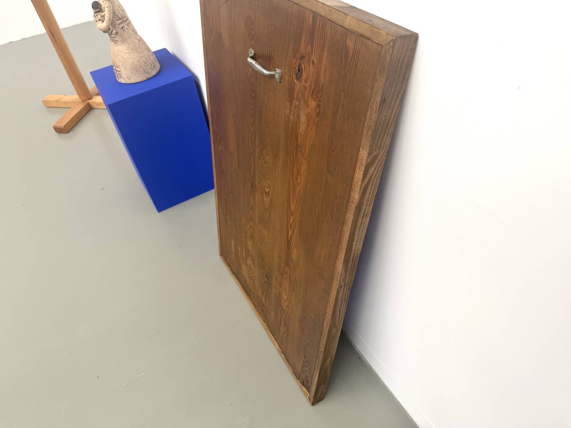 Monochrome table in ultramarine blue, acrylic on solid wood.