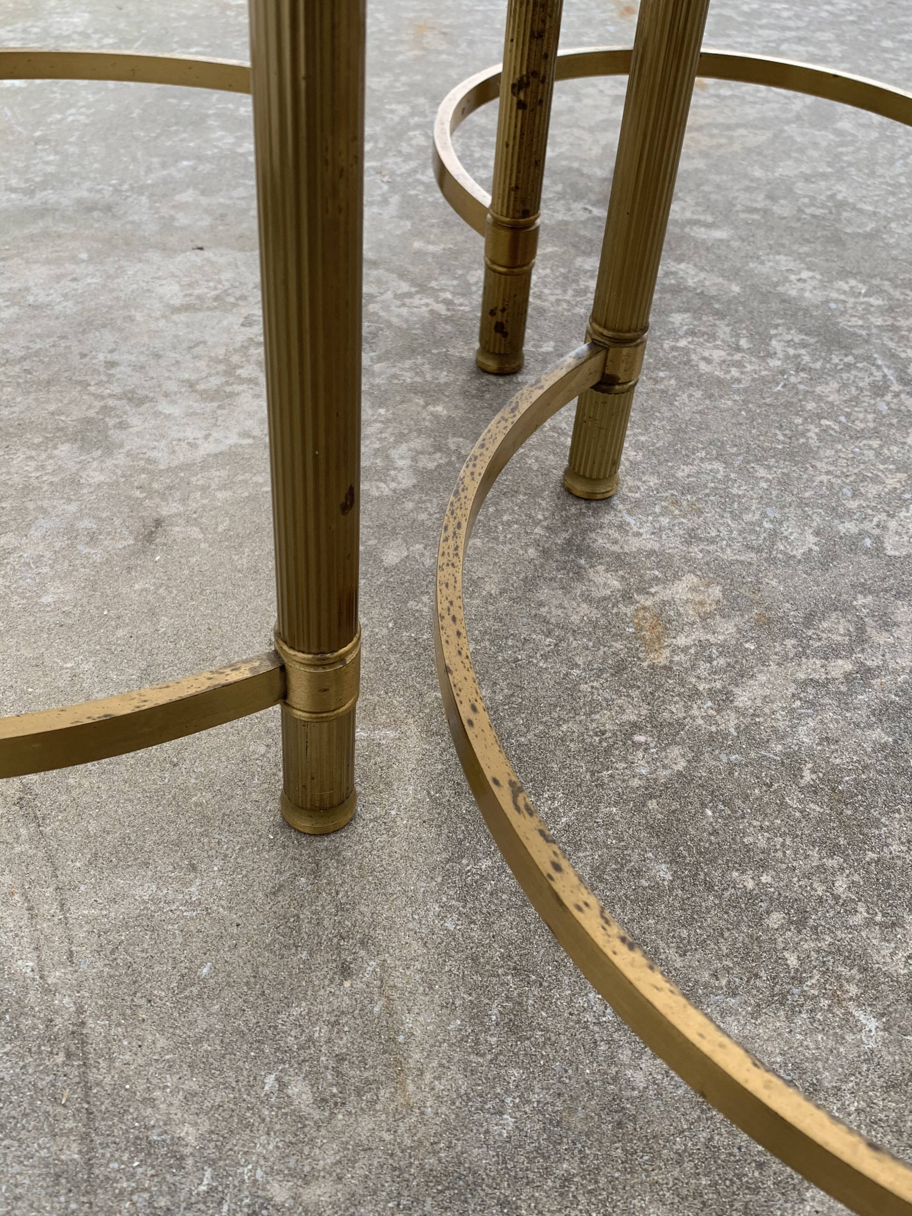 Three round brass tables 1970