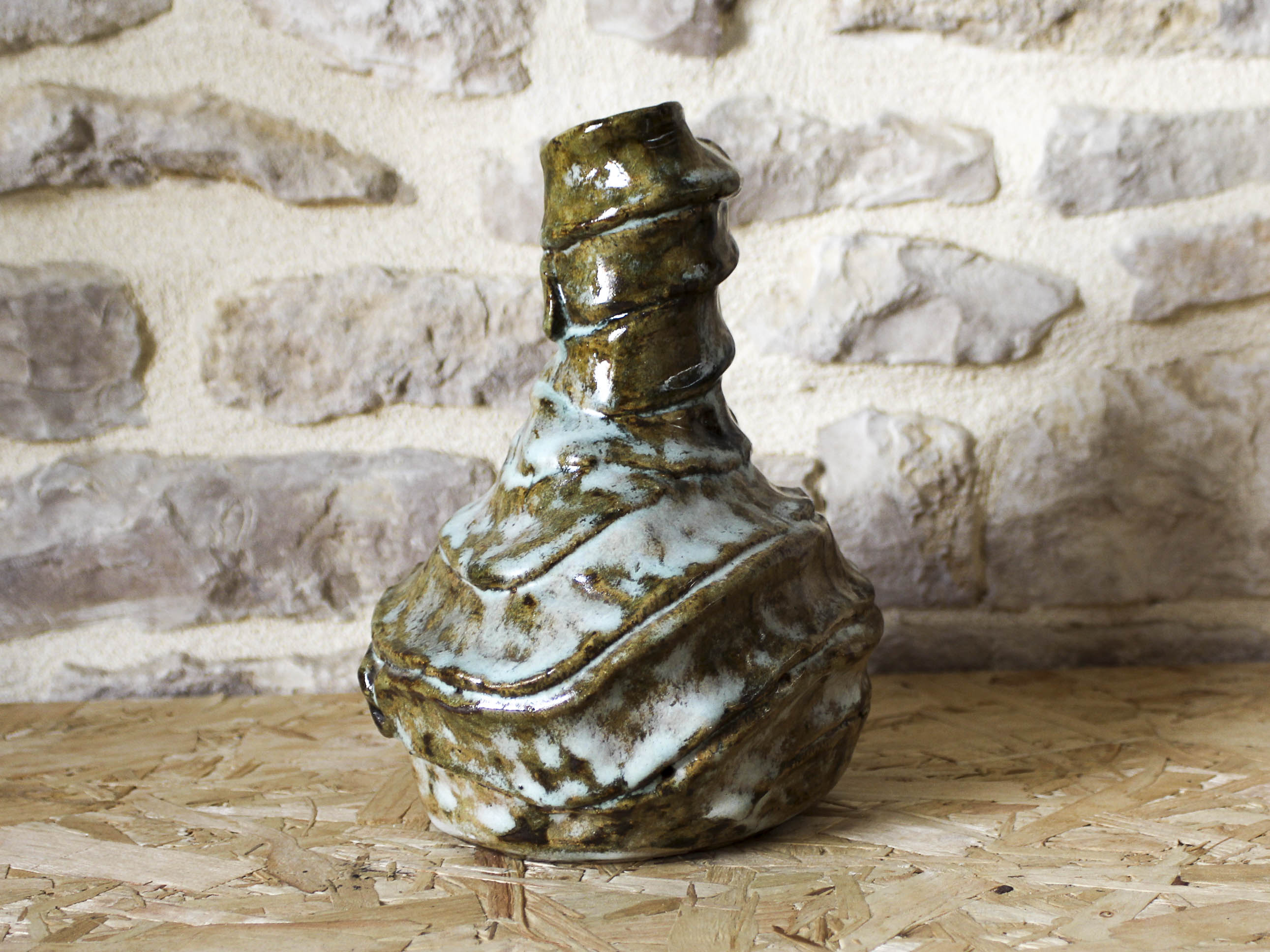 Enamelled ceramic vase T. Basile 1978