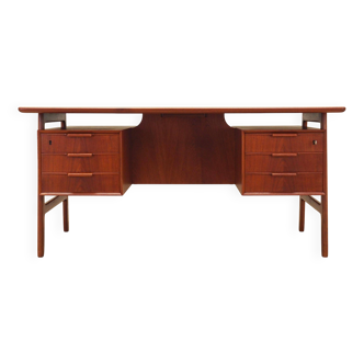 Bureau en teck, design danois, années 1970, fabrication : Omann Jun