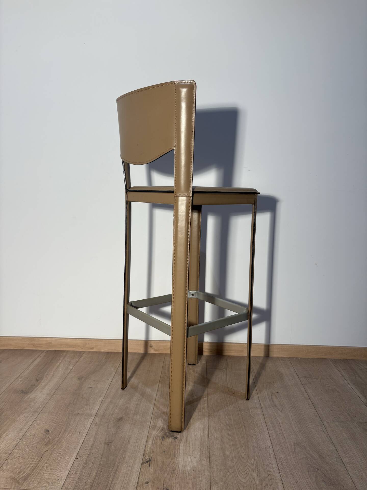 Pair of leather stools Enrico Pellizoni