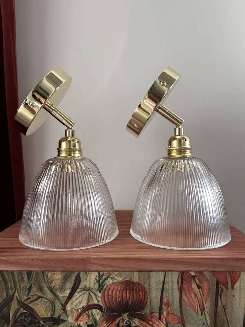 Pair of holophane type wall lights