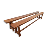 Pair of old oak farm benches -2m75