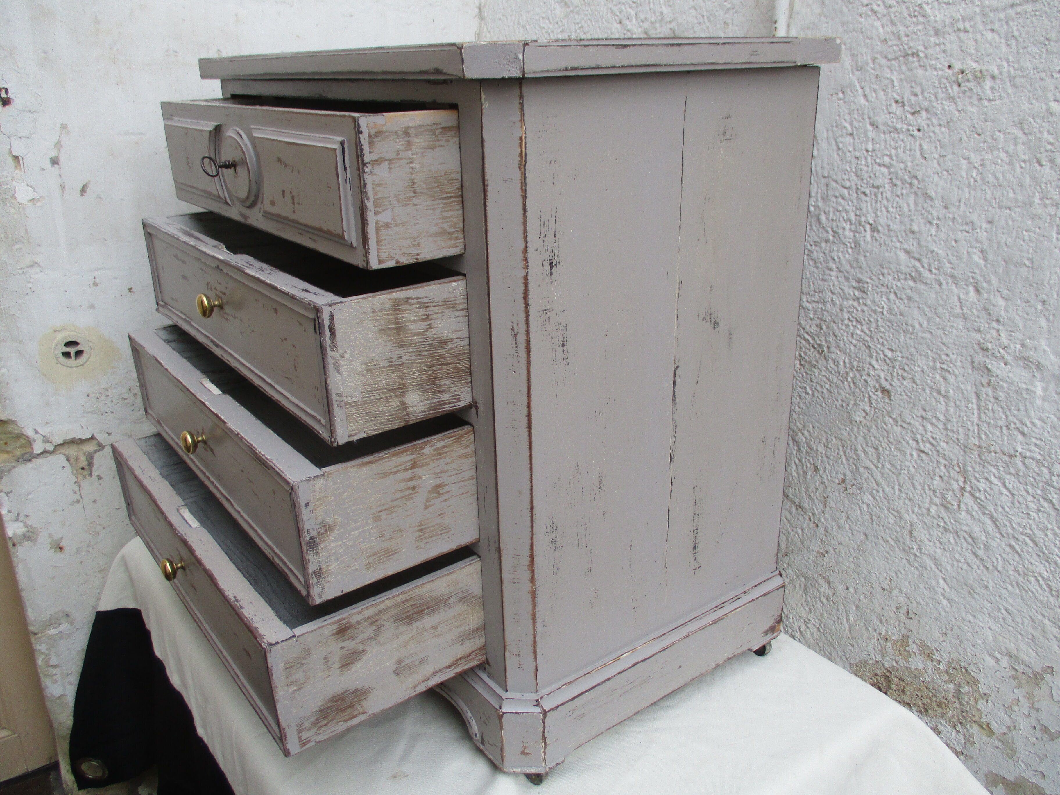 Dresser 19th century gray aged patina