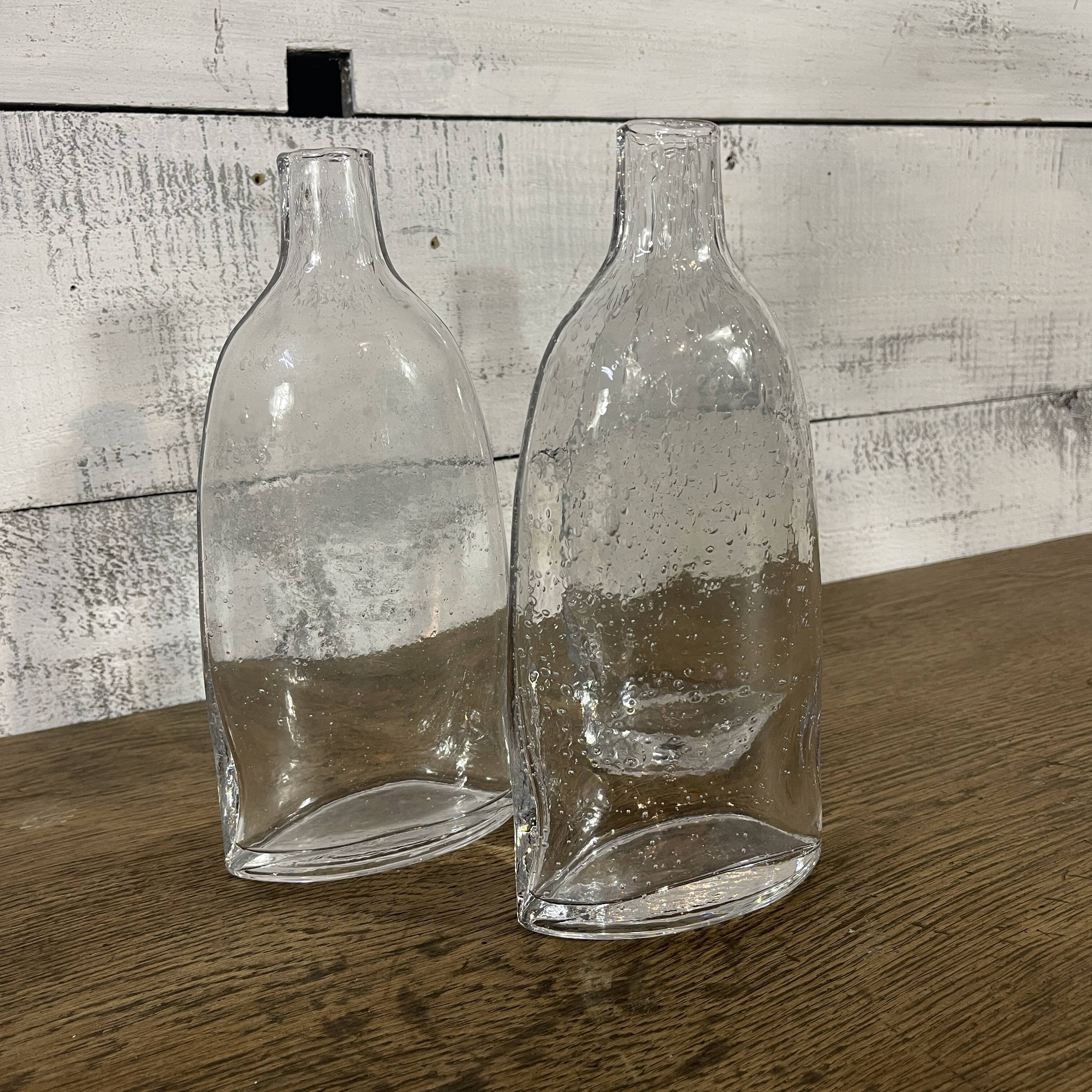 Series of 3 bubbled glass vases