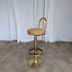 Tabouret de bar italien mid-century modern en laiton et cuir