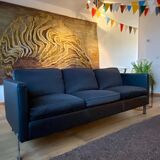 De sede black and grey sofa in leather and fabric