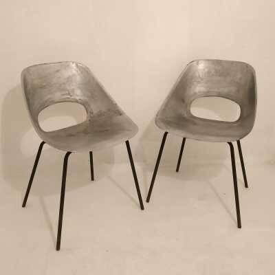 Four chairs 1953 Tonneau model design by Pierre Guariche Co.