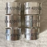 Silver metal napkin rings Bon appetit