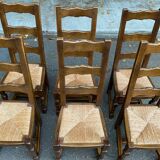 6 chaises à manger bois massif chêne moyen paillées 110cm