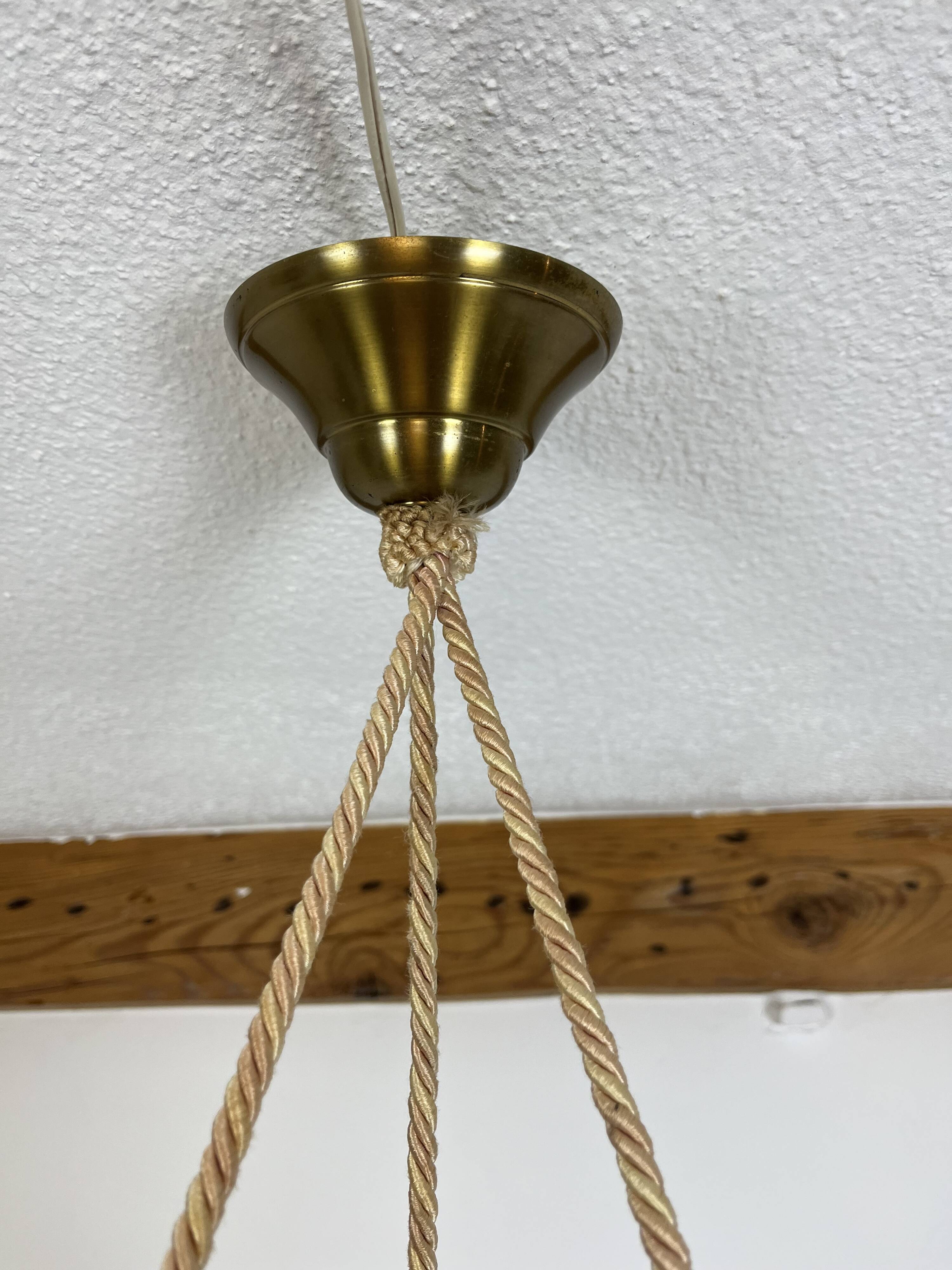 Art Deco floral vase pendant light in molded glass