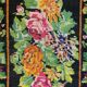 Floral handwoven carpet, colors on a black background - 262x160cm