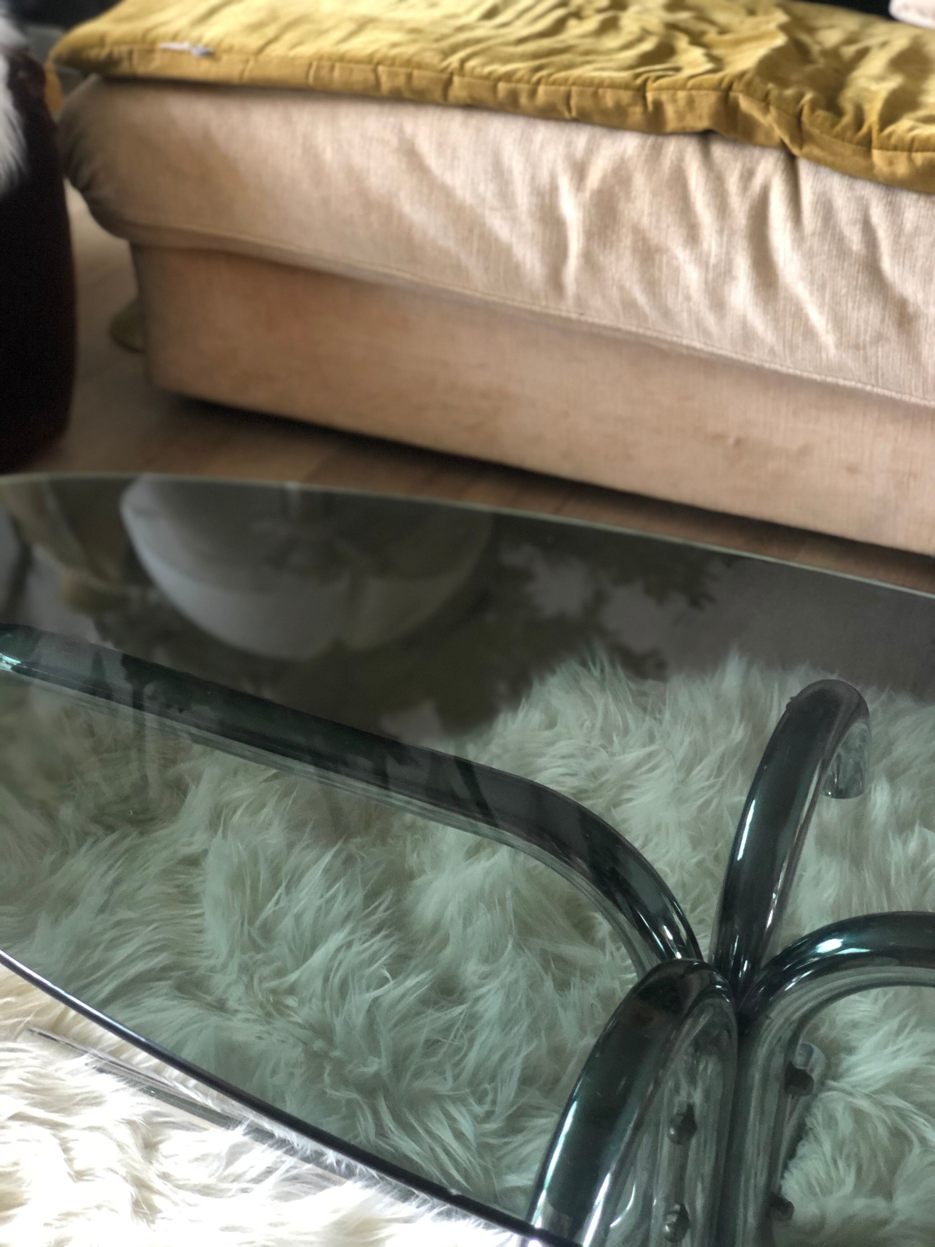 Coffee table smoked glass and chrome