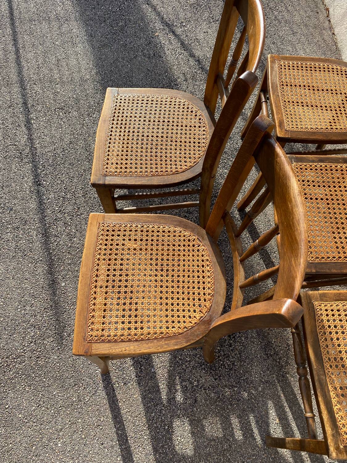 Set of 5 caned bistro chairs