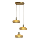Triple suspension cascade globes vintage verre granité doré
