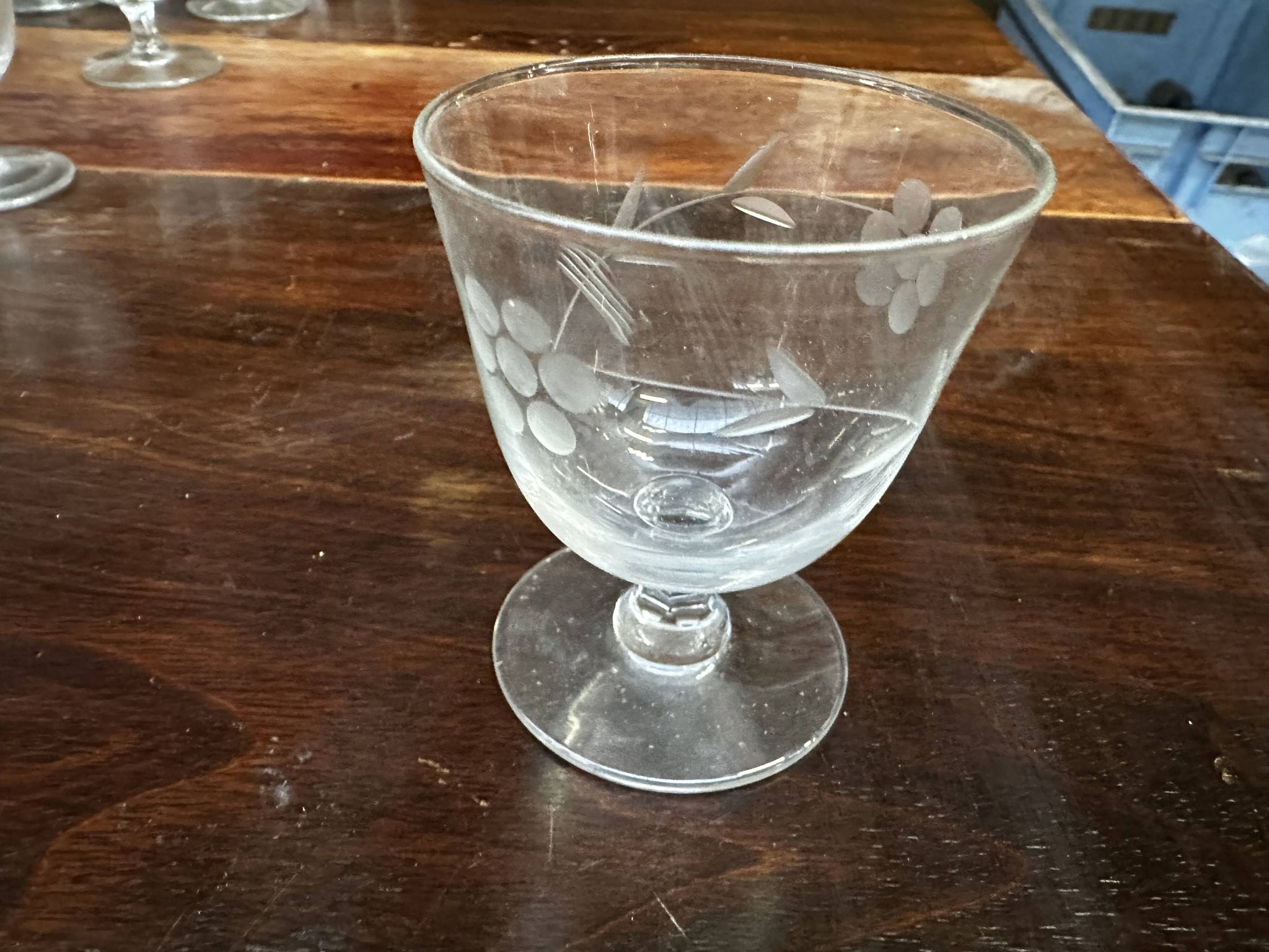 Art Nouveau Set of 32 Crystal Glasses - Engraved and Frosted Floral Pattern