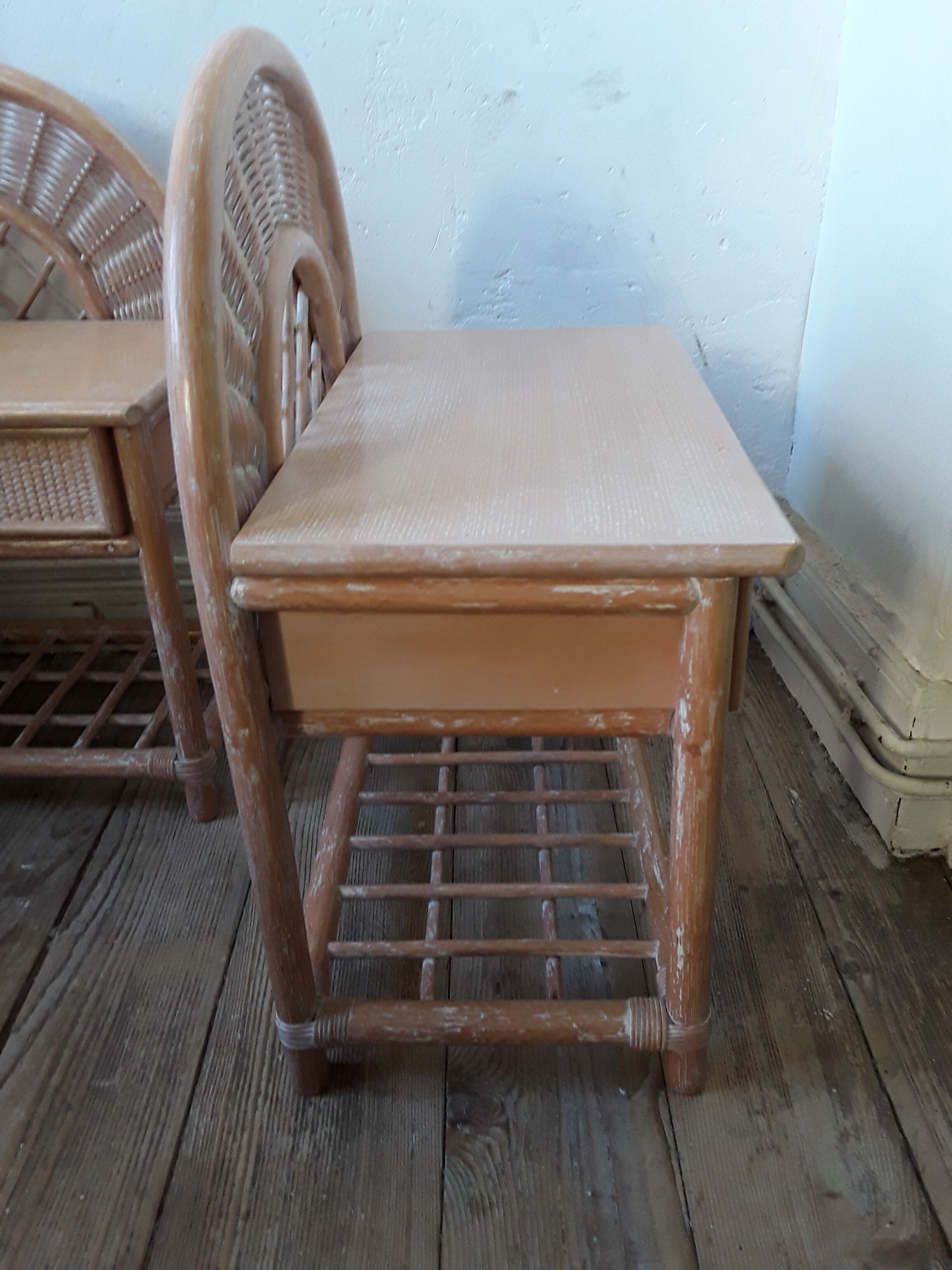 Vintage rattan bedside tables 60s/70s