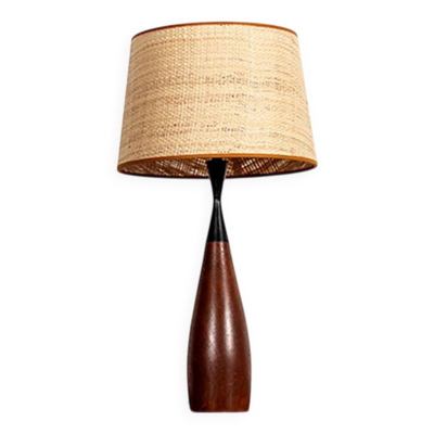 lampe de table Danoise, forme de quille, en teck et ébène par Fog & Morup.