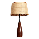 Danish keel-shaped table lamp in teak and ebony by Fog & Morup.