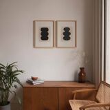 Duo of black paintings on paper - abstract painting by Eawy