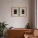 Duo de peintures noires sur papier - tableau abstrait signé Eawy