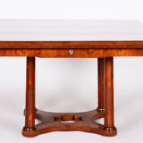 Restored biedermeier dining table, yew-tree, austria, 1830s