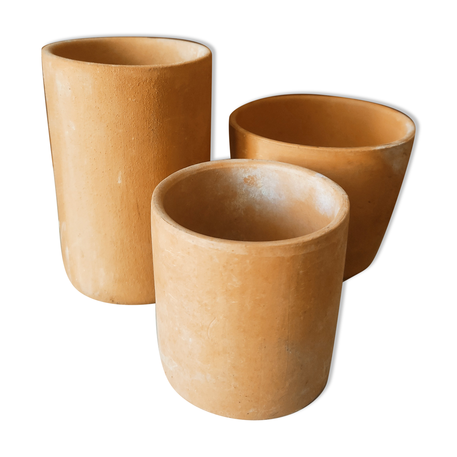 3 terracotta pencil pots