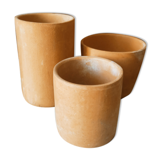 3 terracotta pencil pots