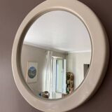 Vintage white plastic round mirror