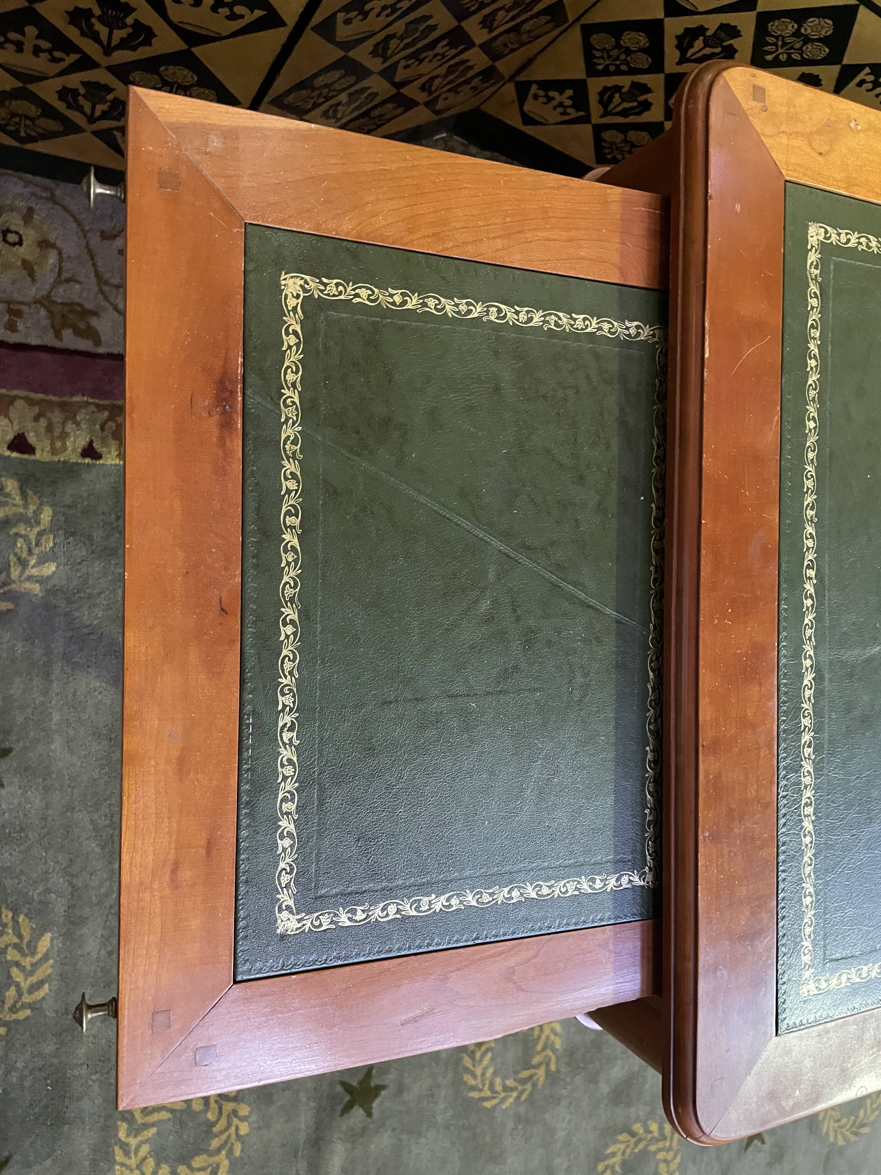 Louis Philippe style flat desk green leather