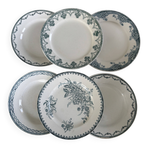 Lot assiette creuse terre - ancien vert
