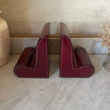 Pair of Italian leather bookends from the 60s