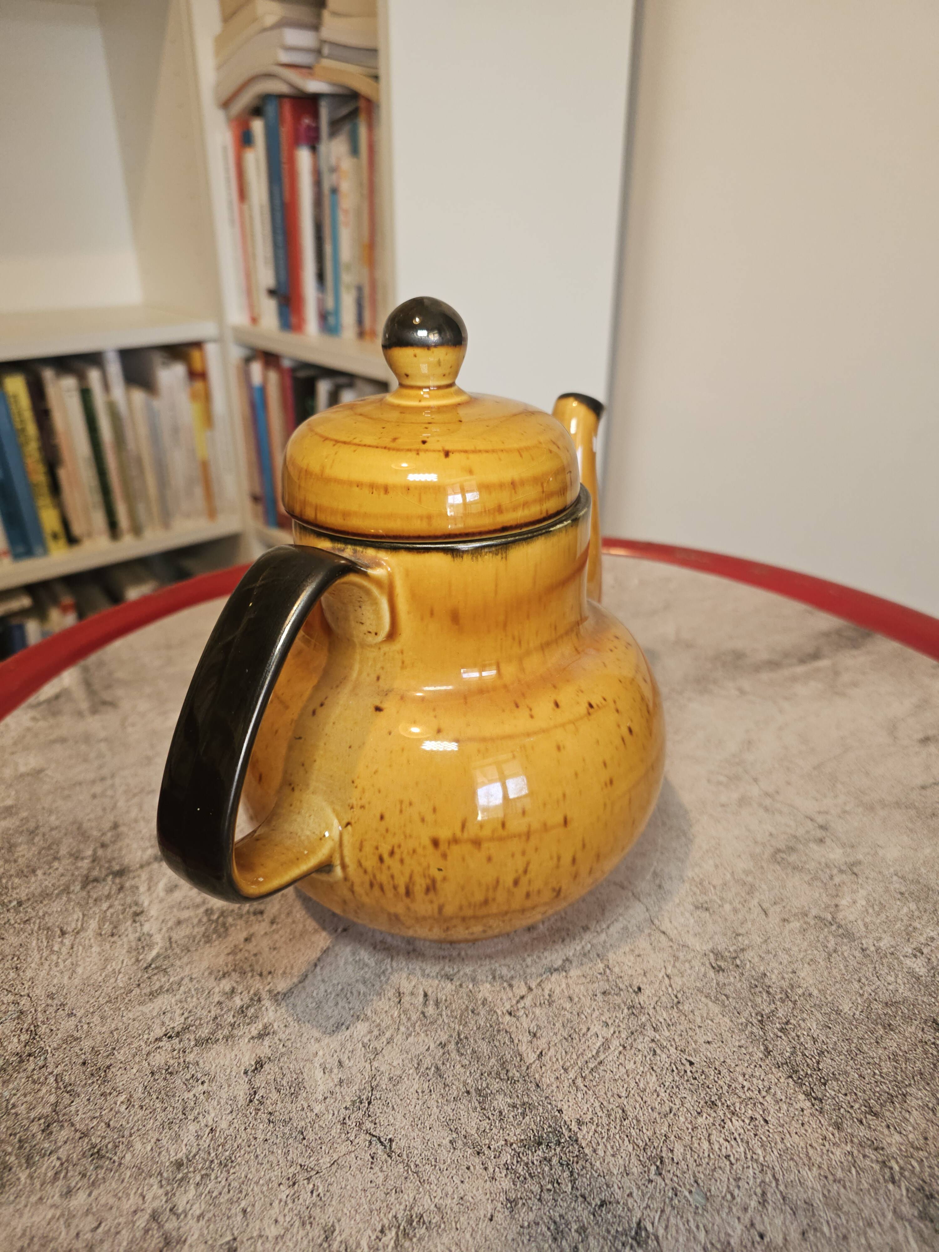 Vintage orange porcelain coffee pot by Boch, model Palma.