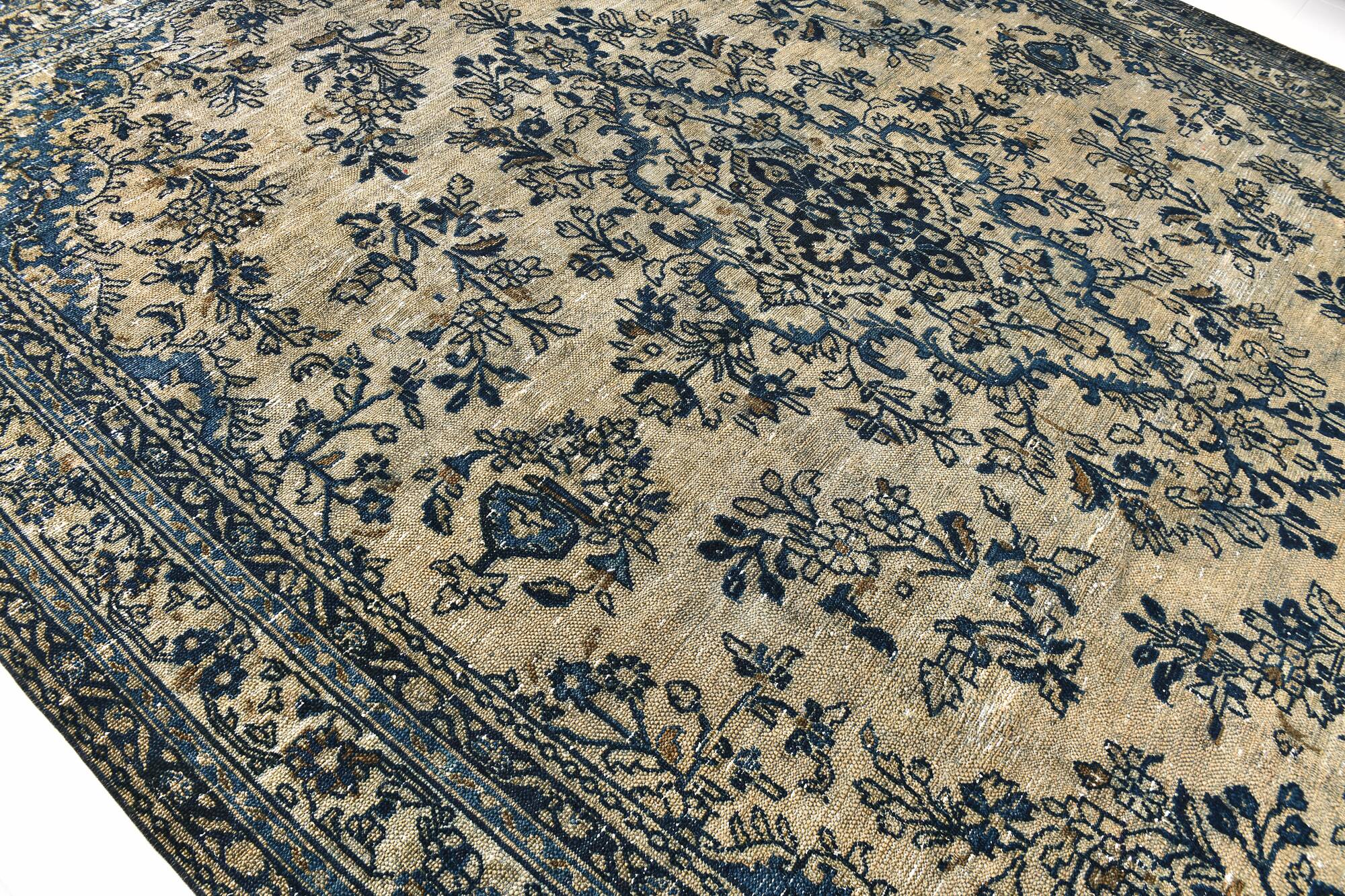 Classic Pattern Navy Blue Persian Rug, 311x402Cm