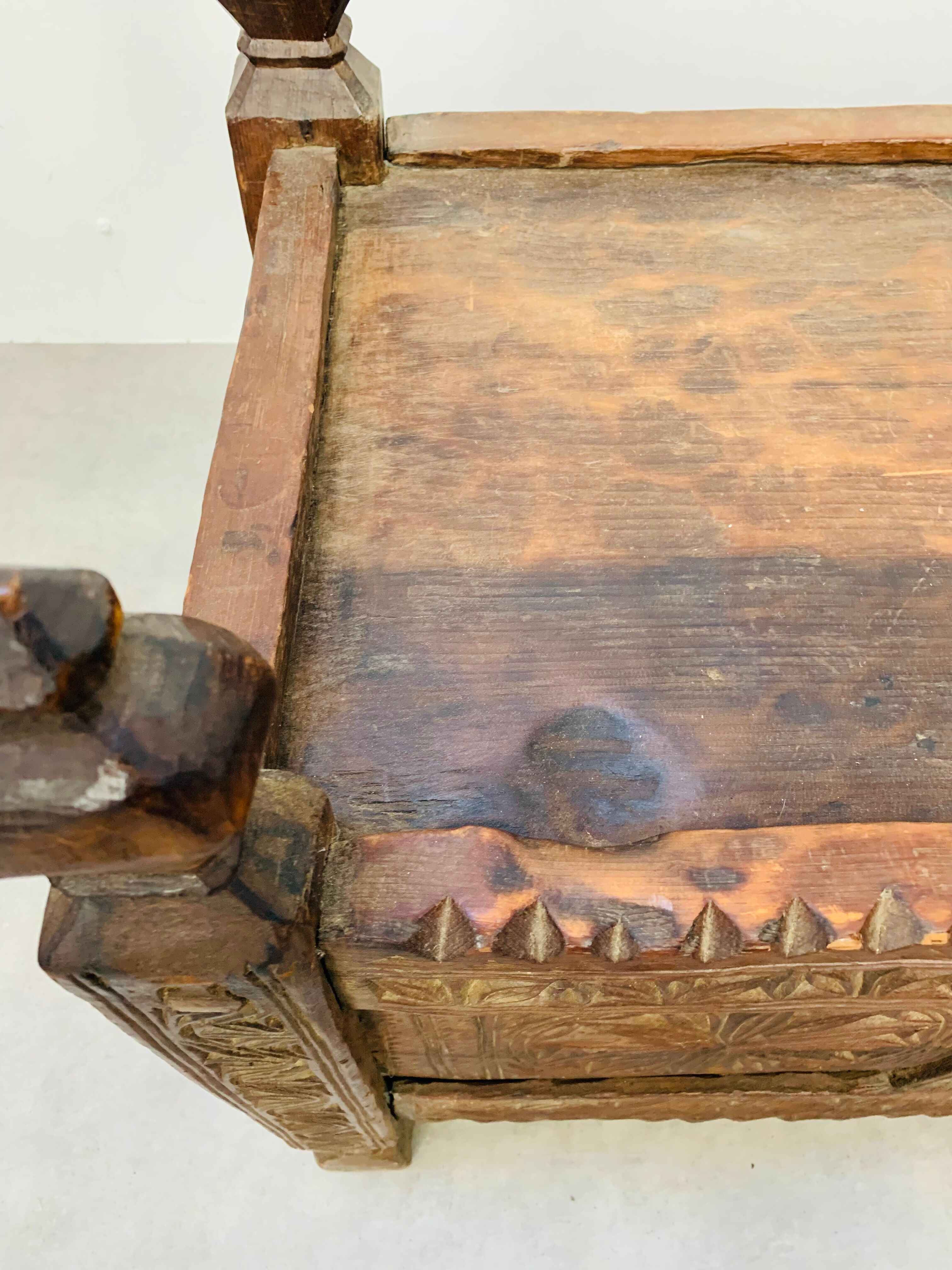 Old oriental wedding chest solid wood primitive design