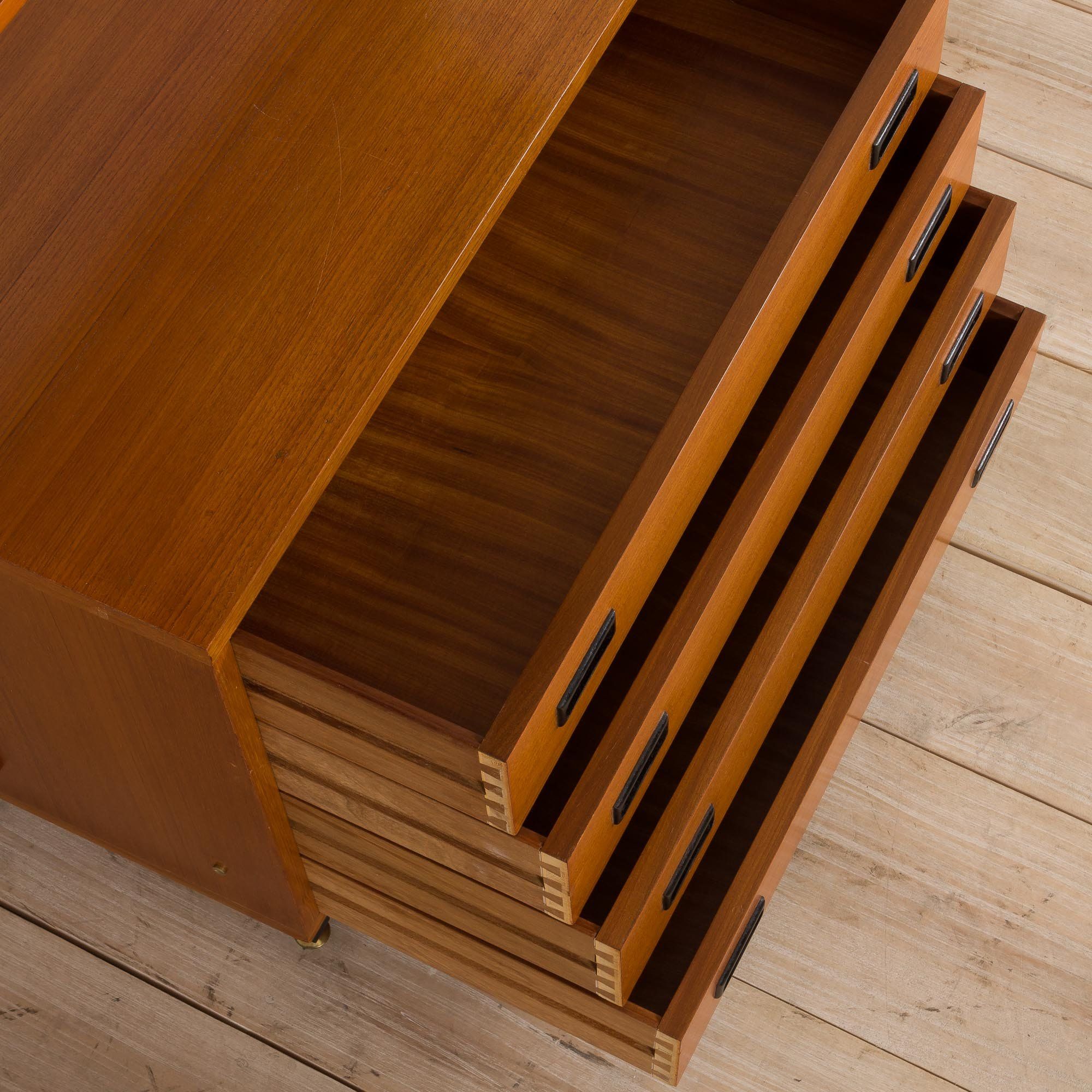 Italian teak free standing wall unit 1970s
