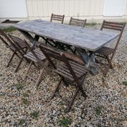 Table ferme  vintage en bois 2m, pieds en x