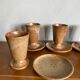Ensemble de 4 tasses à café et assiettes en grès vintage