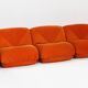 Canapé d'angle 'Patate' en velours côtelé orange, ensemble de 7 pièces
