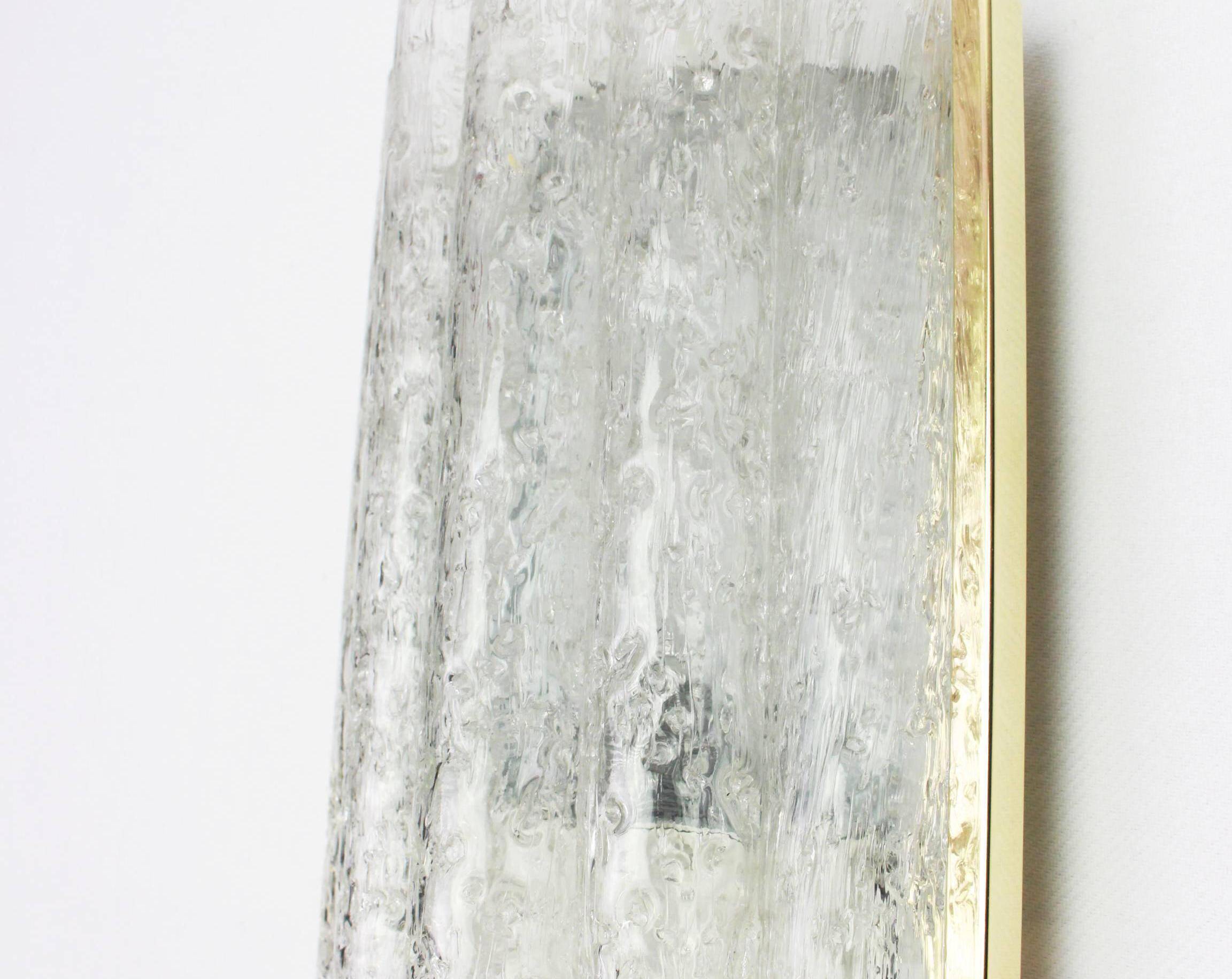 Pair of wall sconces in brass or frosted glass by Doria, Germany, 1960s.