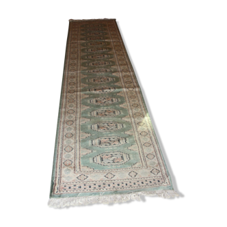 Oriental corridor carpet - pakistan origin - celadon green color  78x358cm