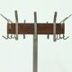 Industrial Belgium Steel and Teak Free Standing Coat Rack 1950s