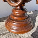 Turned wood lamp with rings
