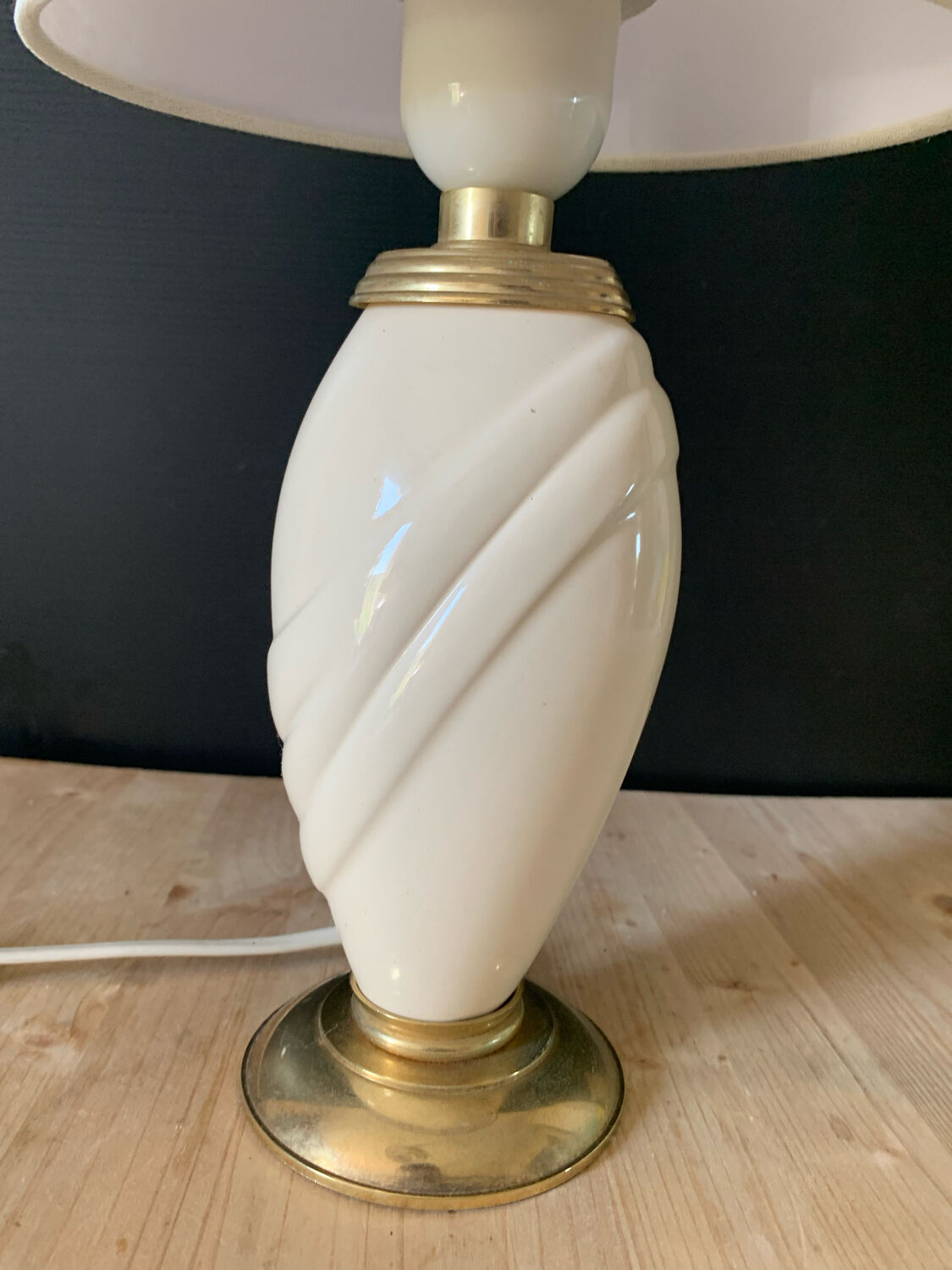 Beige and gilded ceramic lamp Robert de Schuytener