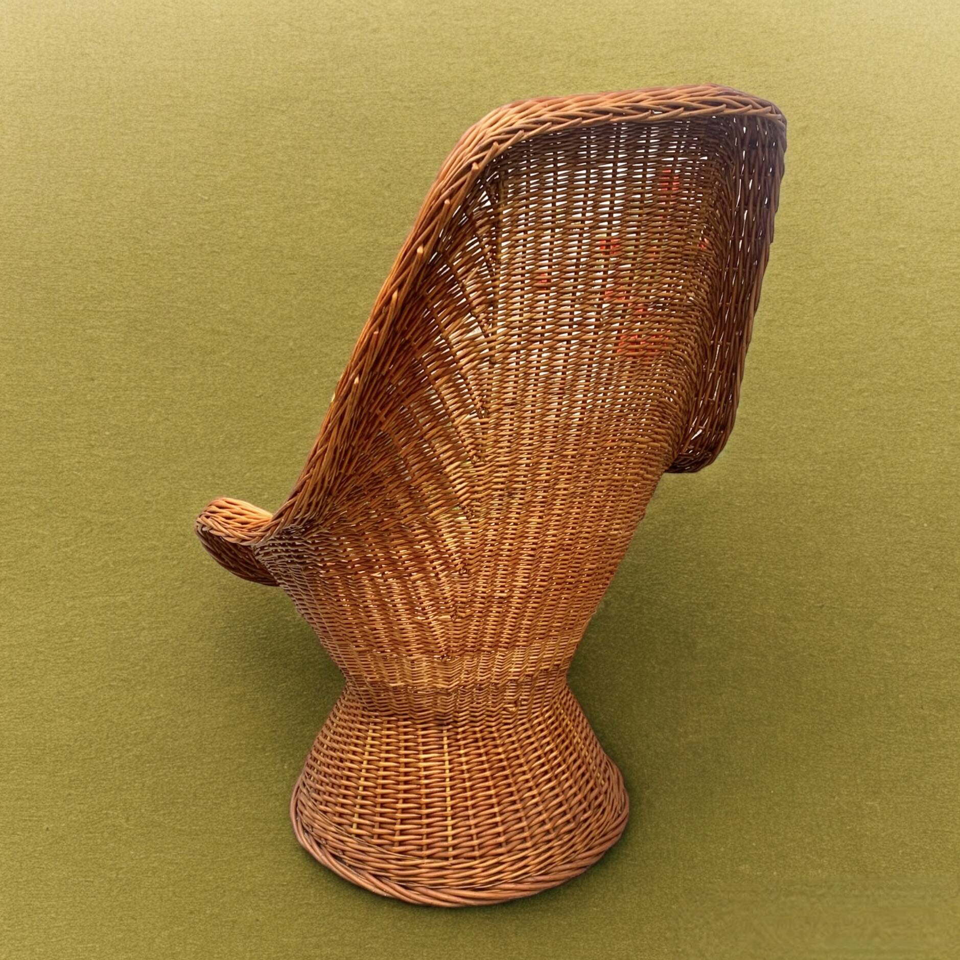 Vintage woven wicker armchair