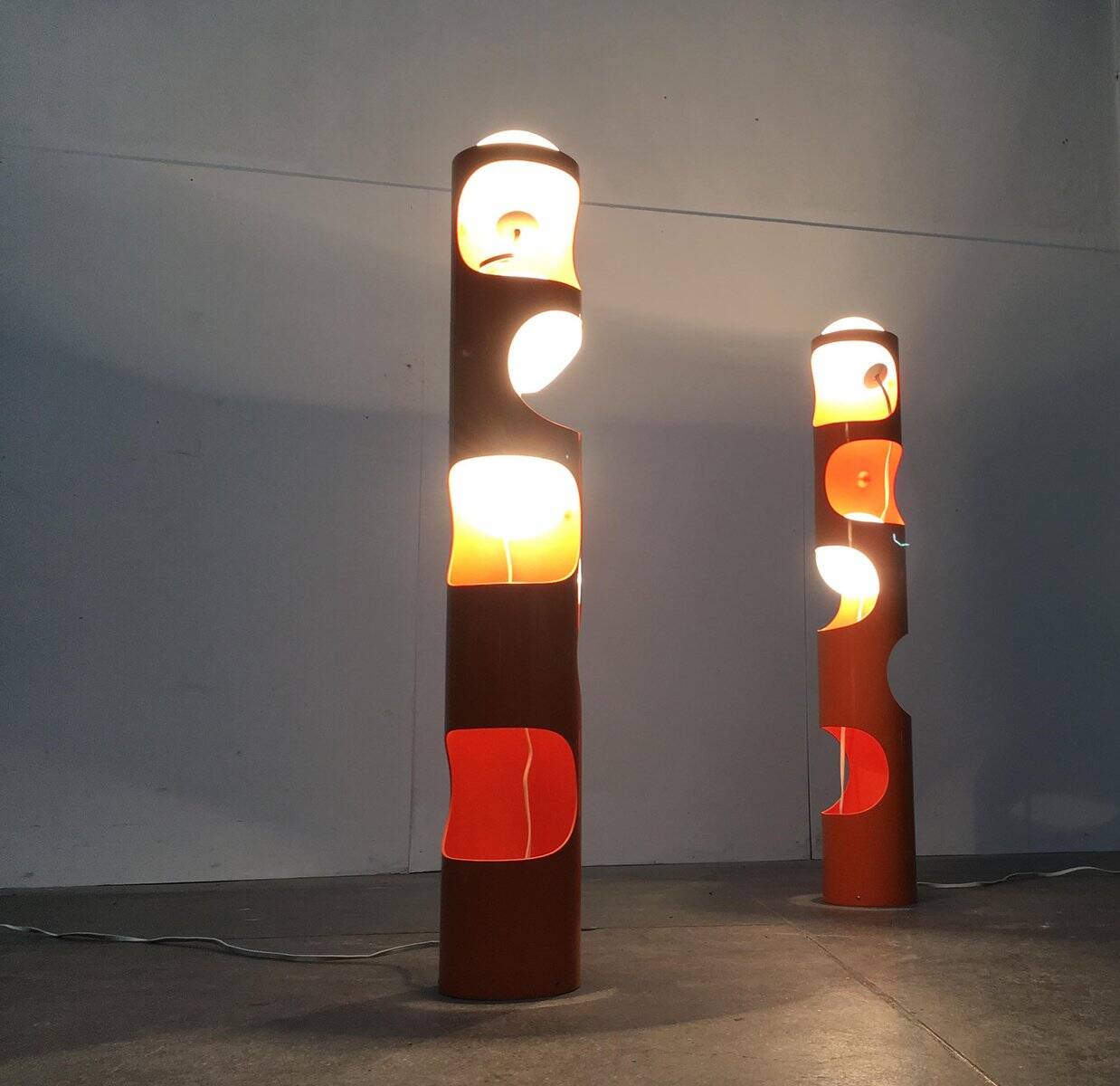 Mid-Century Swiss Space Age Floor Lamp Guggerli L3 by Rosemarie and Rico Baltensweiler for Baltensweiler, set of 2